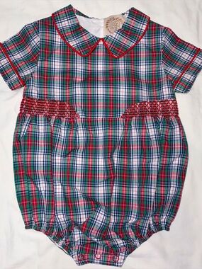 The Beaufort Bonnet Co blue/green/red plaid Brentley Bubble sz 12-18 mo NWOT